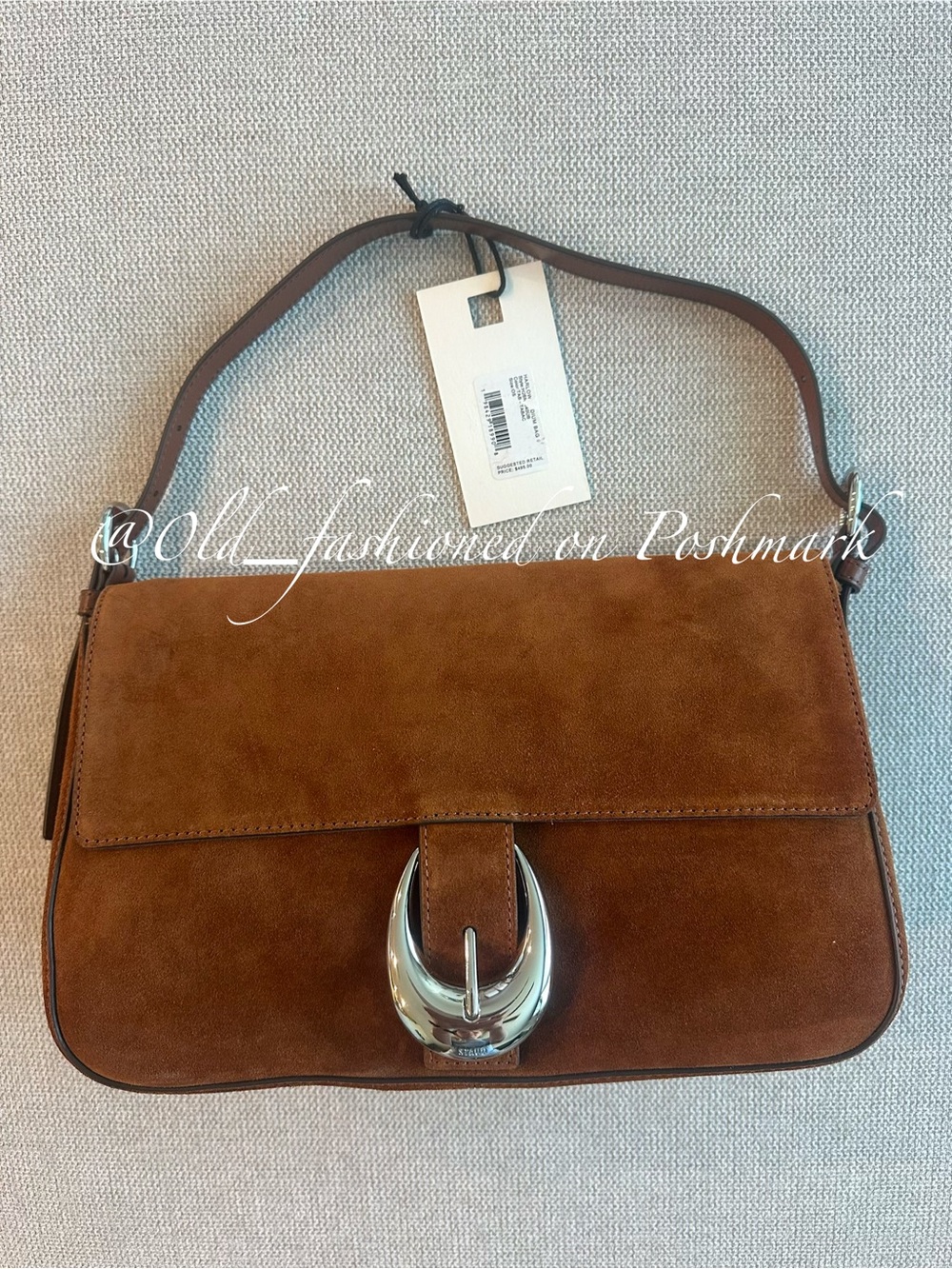 STAUD Medium Harlow Suede Shoulder Bag - Tabac - Picture 7 of 12